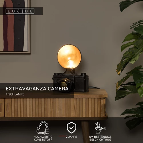 Lucide EXTRAVAGANZA CAMERA - Tischlampe - 1xE14 - Schwarz - USP